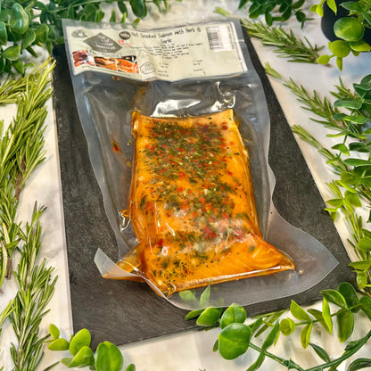 LANCASTER SMOKE HOUSE HOT SMOKED SALMON WITH HERB & GARLIC